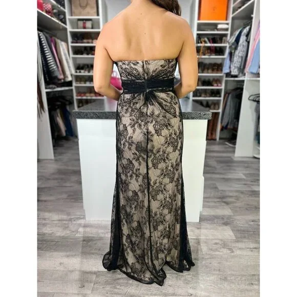 Faviana Black Lace Strapless Elegant Formal Gown $398 - Picture 7 of 11